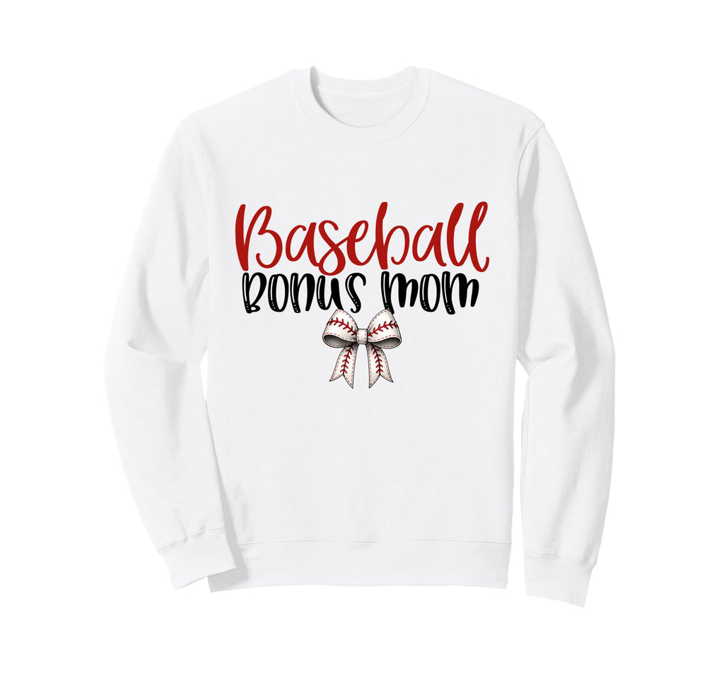 Baseball Bonus Mom Coquette Bow Sweatshirt - Fun Novelty Design for Adults - T-Shirt, Sweatshirt, Hoodie