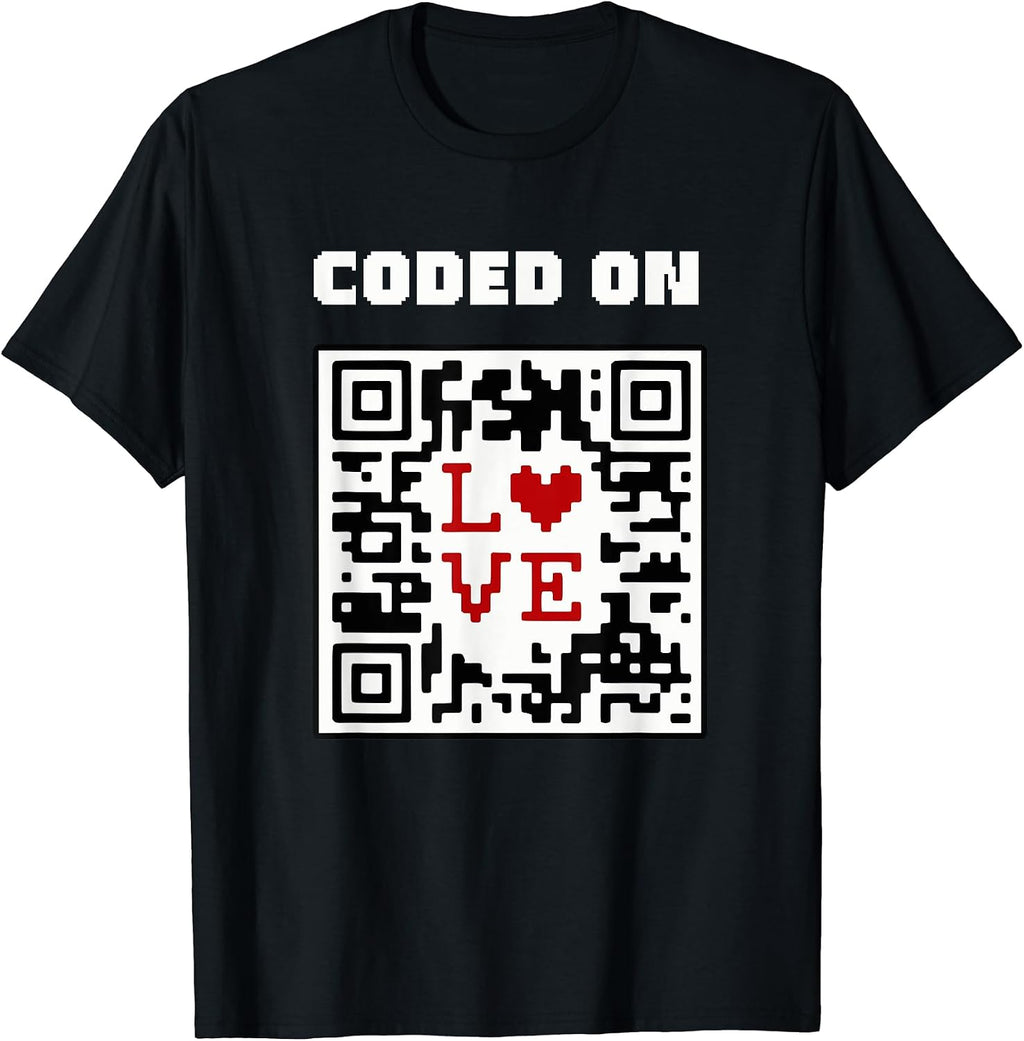 Coded Love Heart QR Code - Adult & Kids T-Shirts, Sweatshirts & Hoodies apparel design preview 1