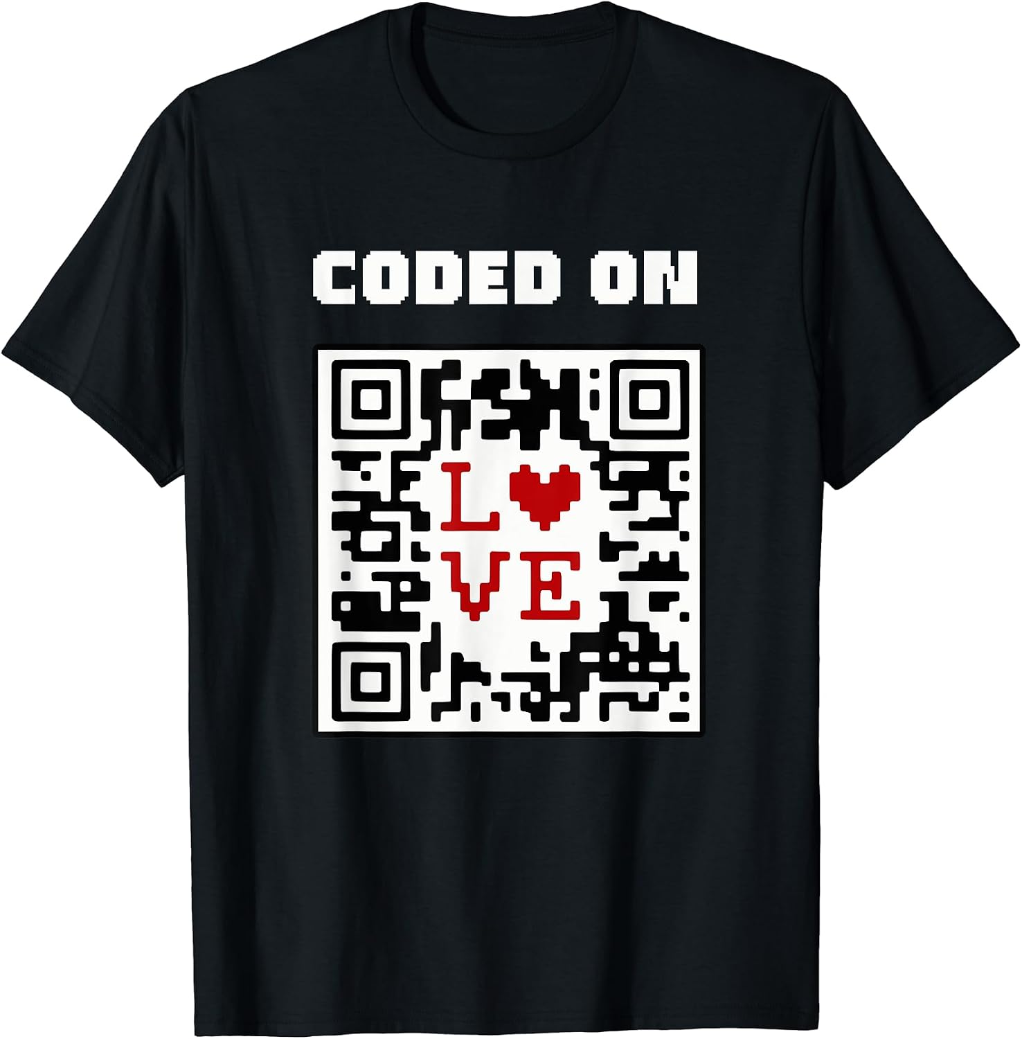 Coded Love Heart QR Code - Adult & Kids T-Shirts, Sweatshirts & Hoodies apparel design preview 1