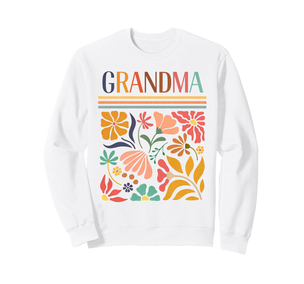 Grandma Boho Floral Folk Art Flowers Sweatshirt - Graphic Print for Adults - T-Shirt, Sweatshirt, Hoodie