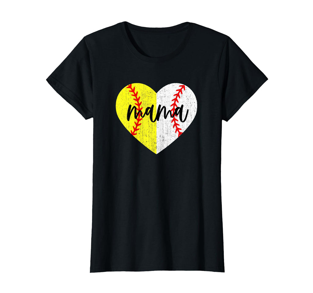 Heart Mom Softball Baseball Mama Baller T-Shirt - Minimalist Print Unisex - T-Shirt, Sweatshirt, Hoodie