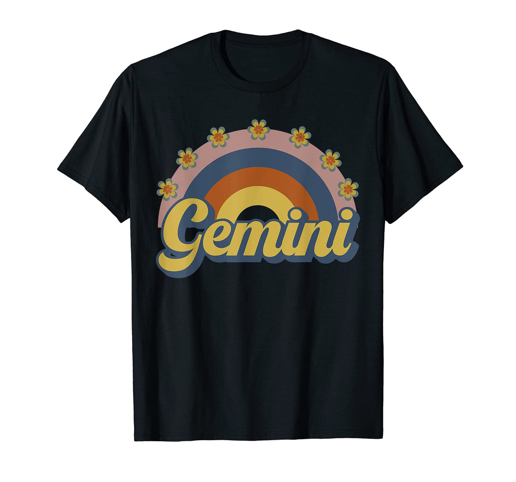 Gemini Flower Power 70S 60S Rainbow T-Shirt - Fun Novelty Design Unisex - T-Shirt, Sweatshirt, Hoodie