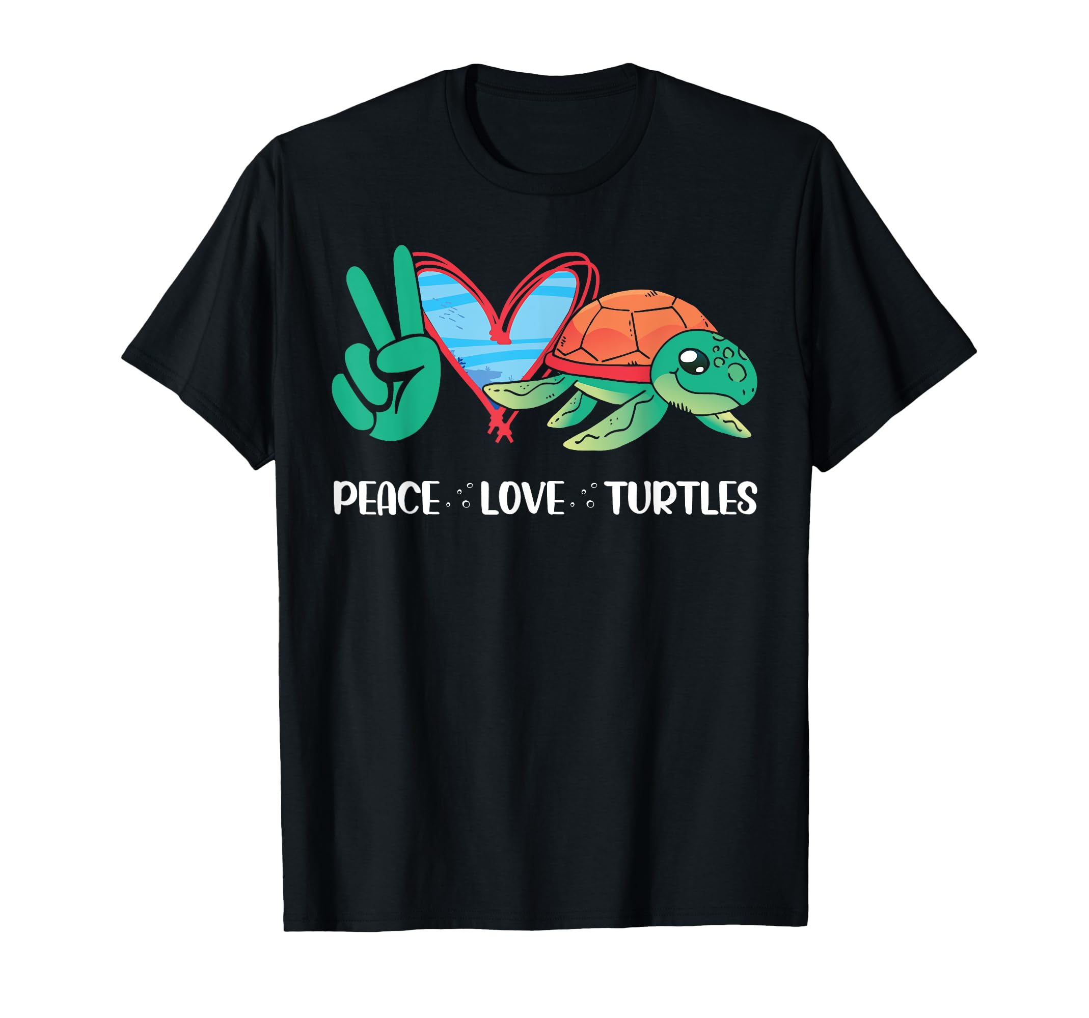 Sea Turtle Tortoise Peace Love T-Shirt - Casual Everyday Wear Unisex - T-Shirt, Sweatshirt, Hoodie
