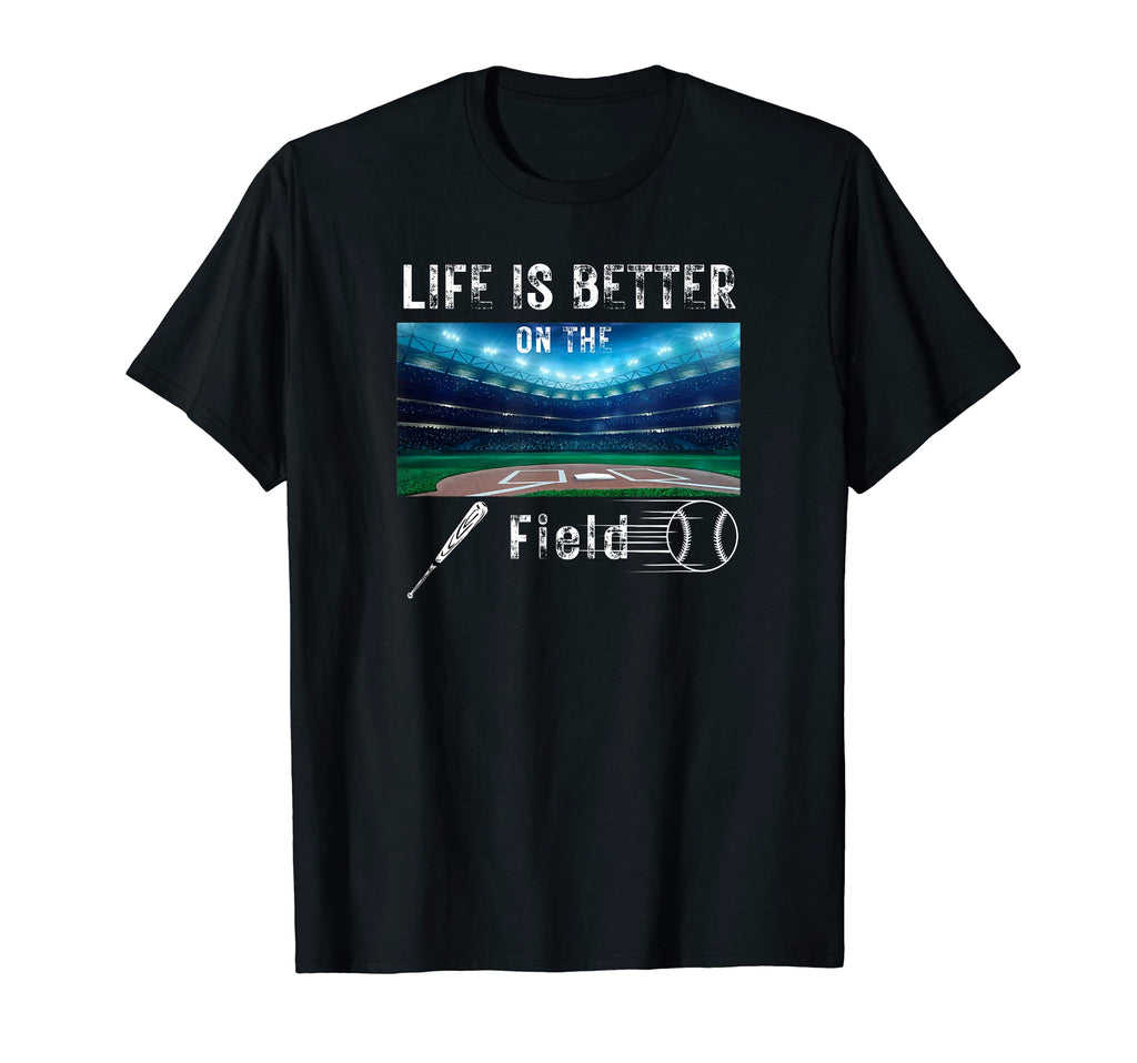 Life Is Better Baseball Field Tees T-Shirt - Minimalist Print for Adults - T-Shirt, Sweatshirt, Hoodie