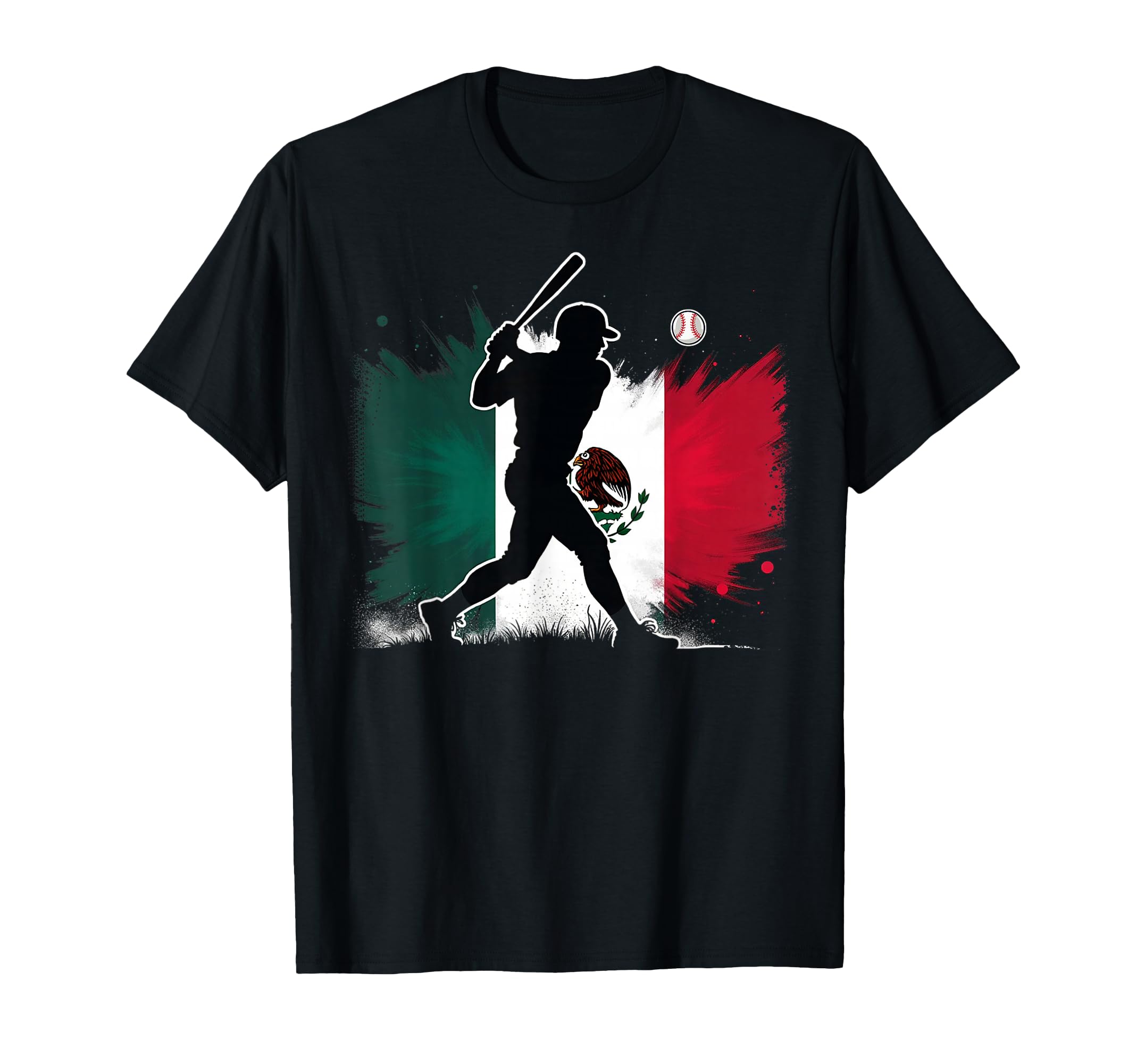Mexican Flag Baseball Player T-Shirt - Novelty Apparel for Adults - T-Shirt, Sweatshirt, Hoodie