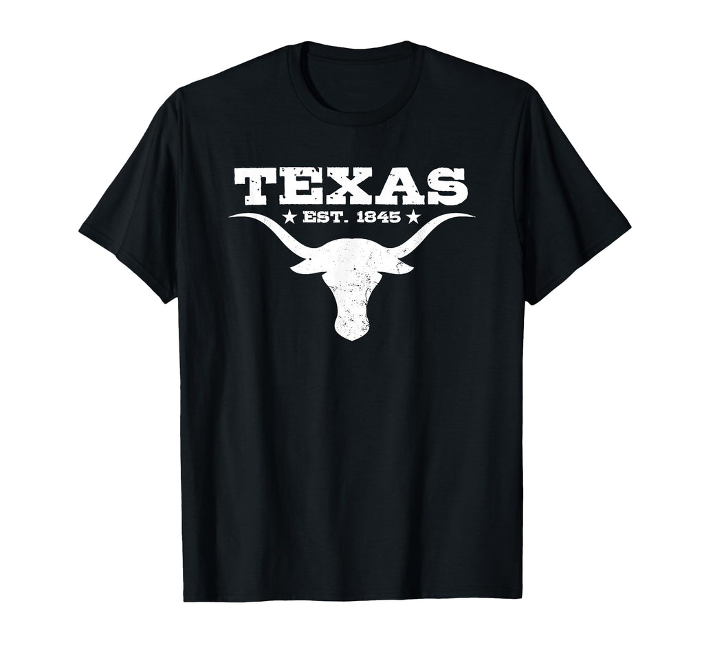 Texas Distressed Est 1845 Longhorn T-Shirt - Minimalist Print for Adults - T-Shirt, Sweatshirt, Hoodie