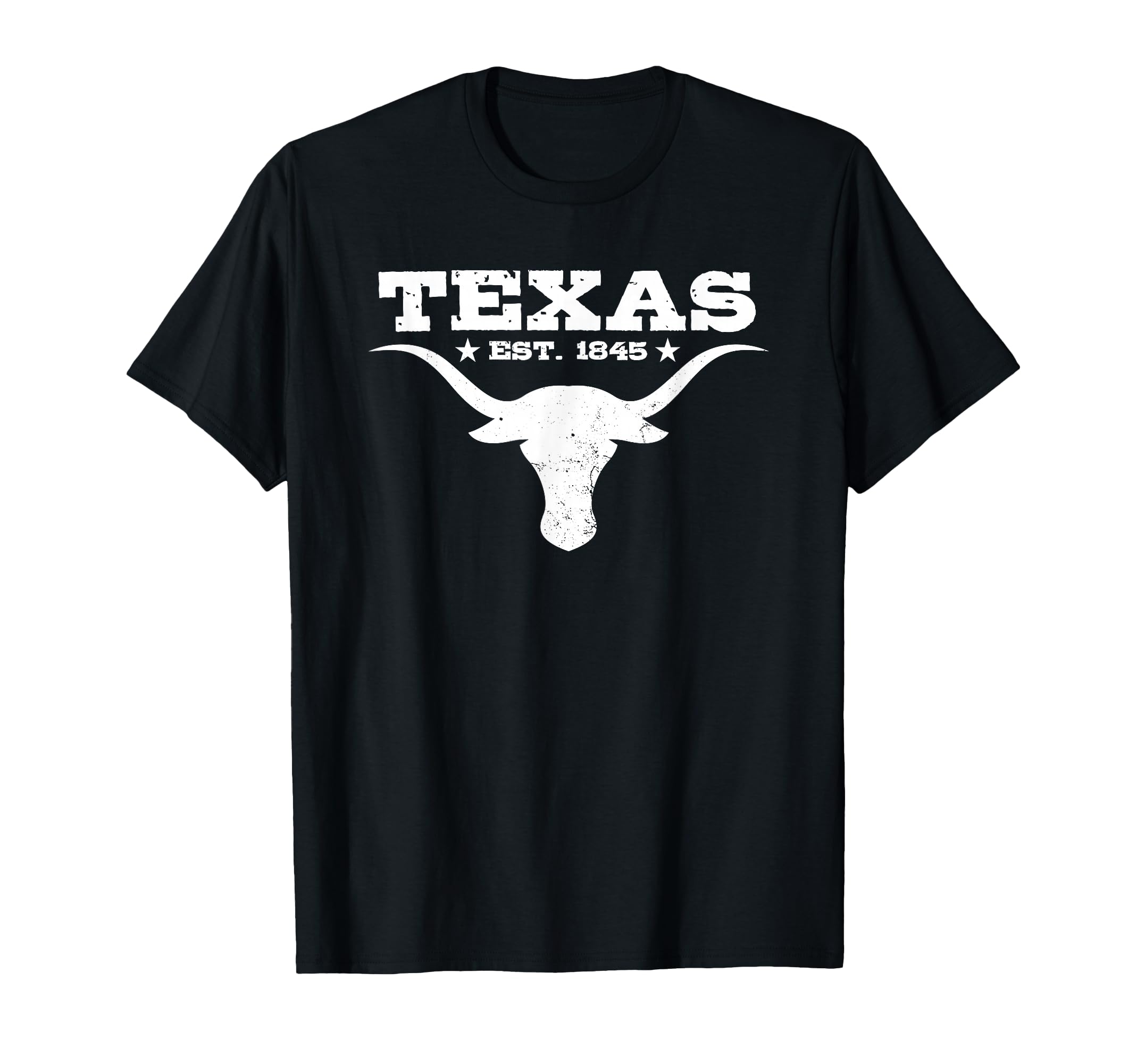 Texas Distressed Est 1845 Longhorn T-Shirt - Minimalist Print for Adults - T-Shirt, Sweatshirt, Hoodie