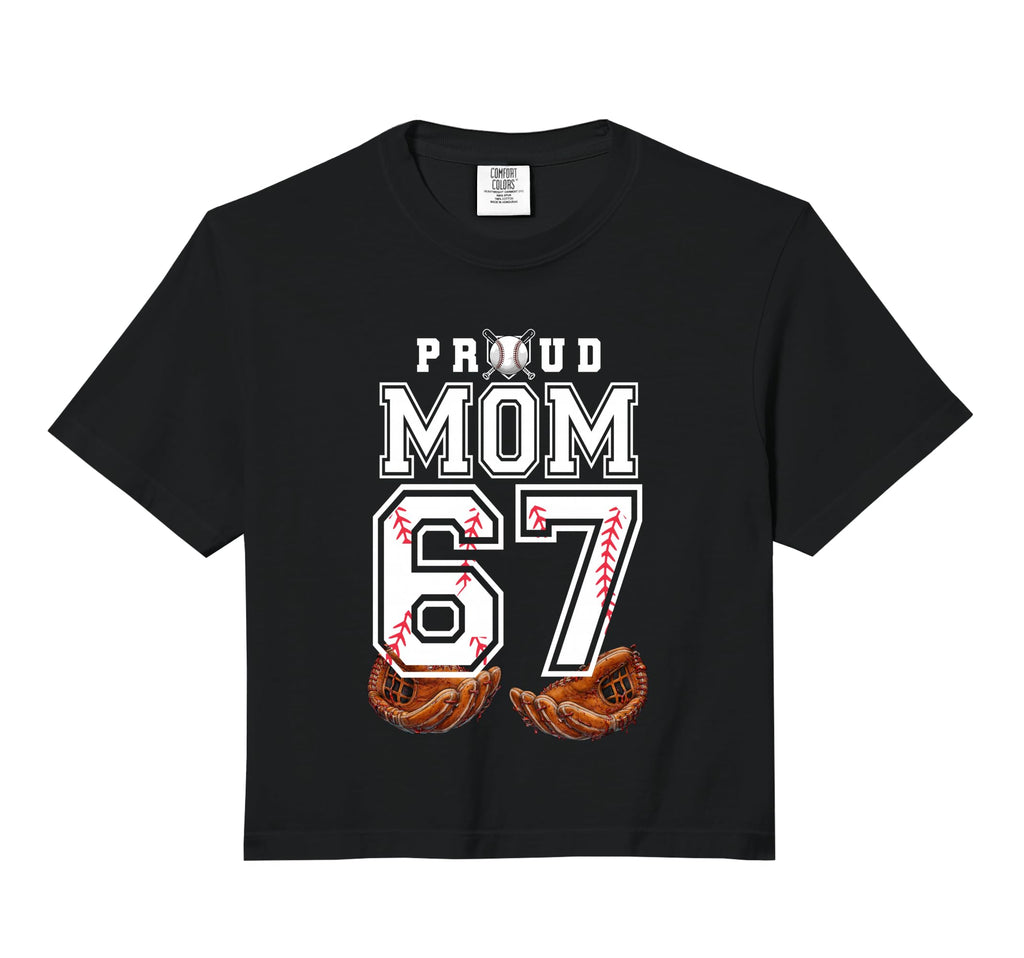 Proud Mom Baseball Player Number 67 Sweatshirt - Minimalist Print Unisex - T-Shirt, Sweatshirt, Hoodie
