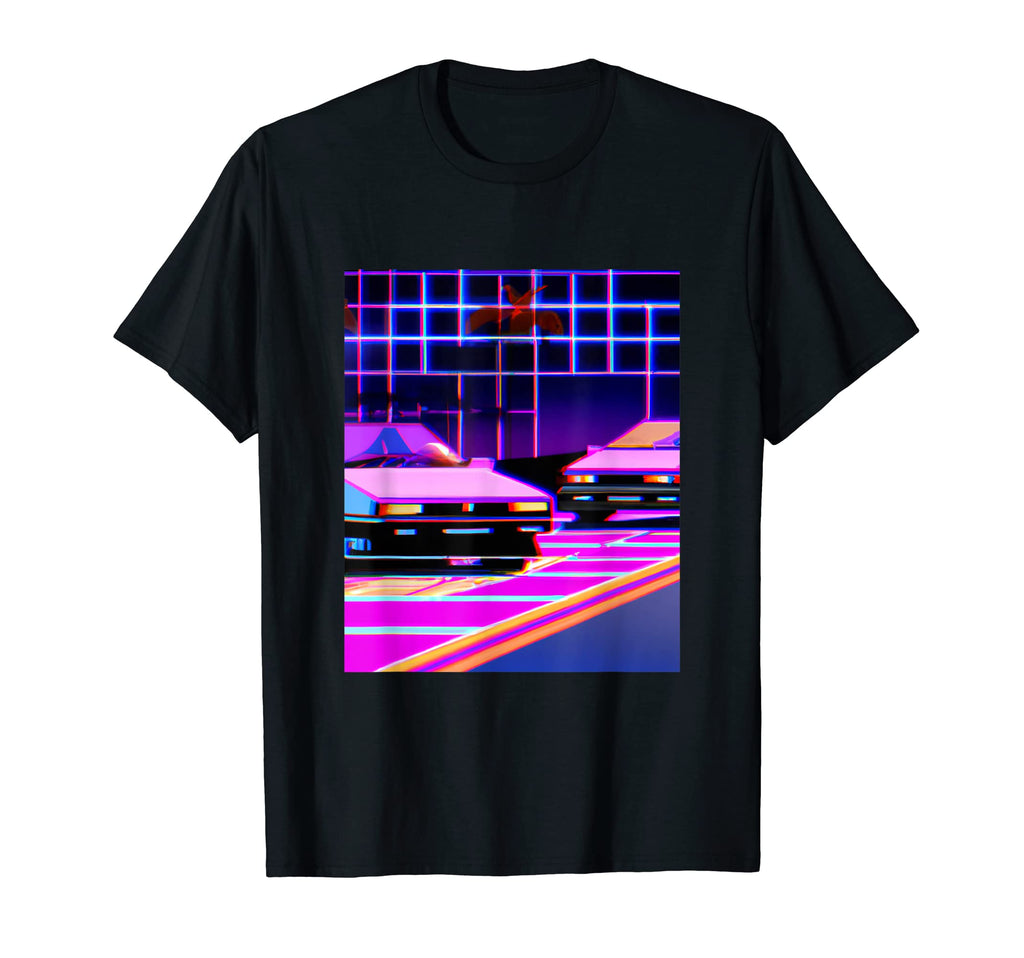 Vaporwave Car Synthwave City T-Shirt - Custom Art Print Men Women - T-Shirt, Sweatshirt, Hoodie