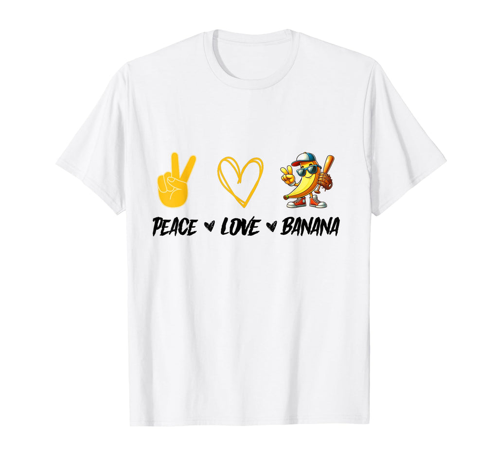 Peace Love Banana Fruit Lover Vegan T-Shirt - Trendy Graphic Men Women - T-Shirt, Sweatshirt, Hoodie