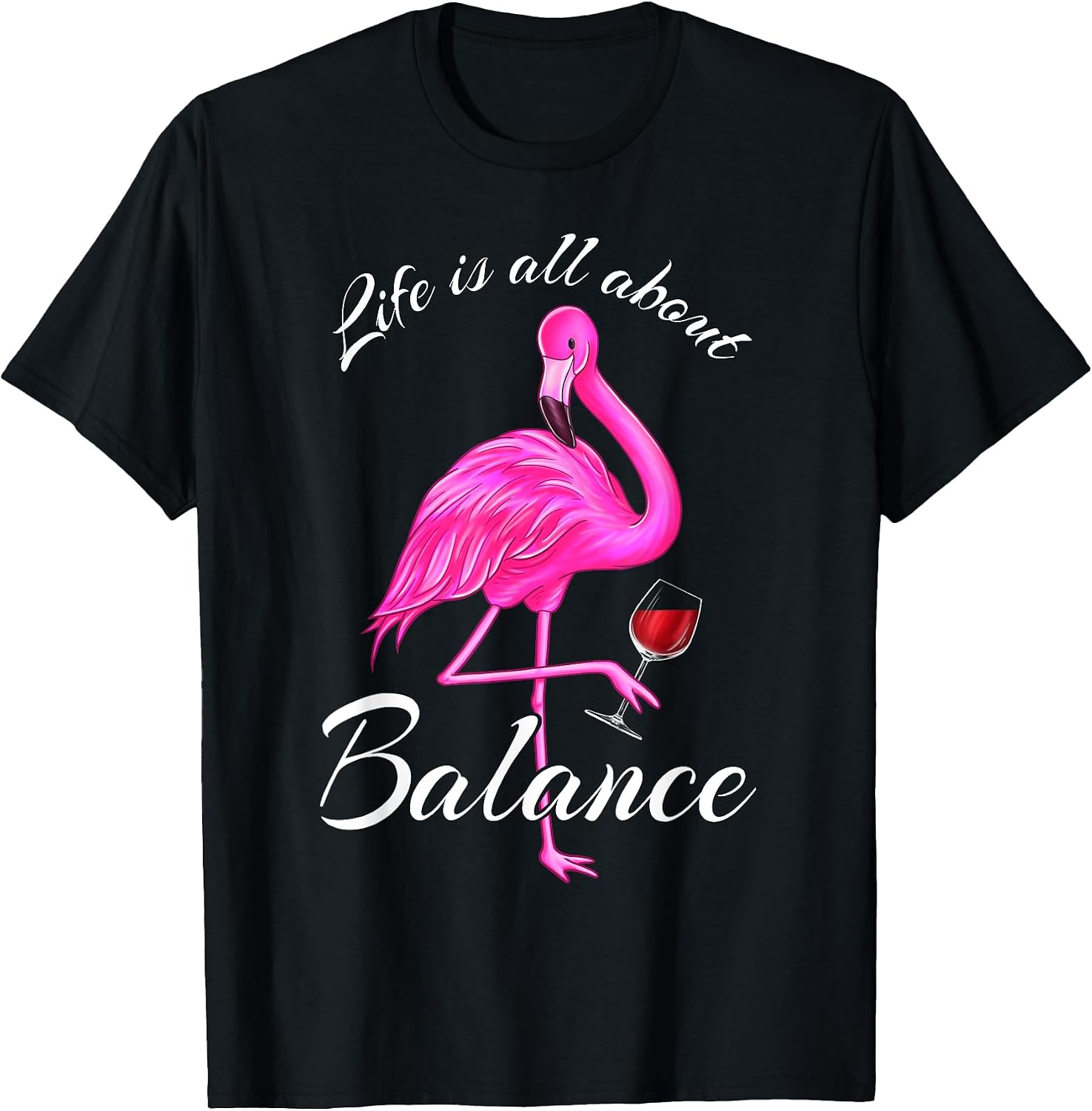 Funny Cute Flamingos and Wine Lover - Adult & Kids T-Shirts, Sweatshirts & Hoodies apparel design preview 1