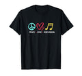 Funny Musical Instrument Peace Love T-Shirt - Graphic Print Unisex - T-Shirt, Sweatshirt, Hoodie