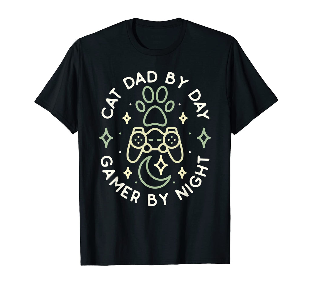 Cat Dad Day Gamer Night Console Video T-Shirt - Minimalist Print Men Women - T-Shirt, Sweatshirt, Hoodie