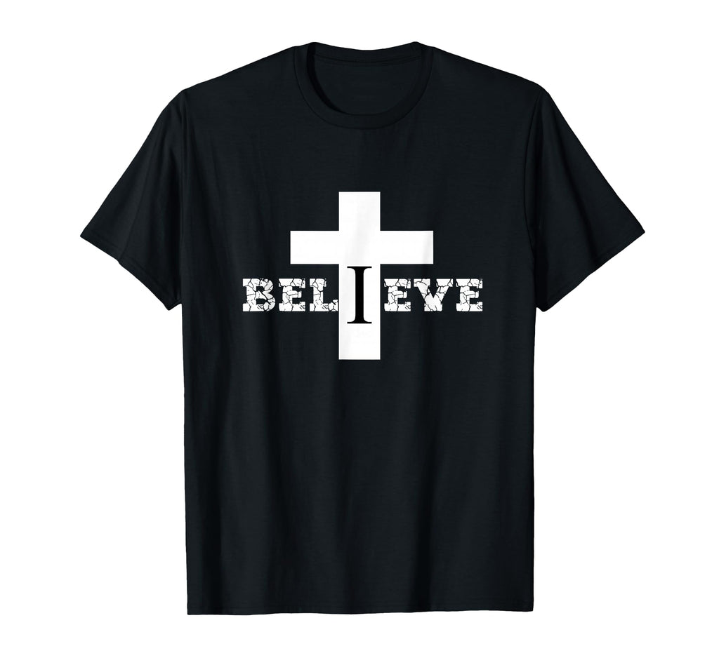 Christian Faith Believe Cross Distressed T-Shirt - Graphic Print for Adults - T-Shirt, Sweatshirt, Hoodie