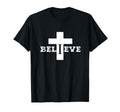 Christian Faith Believe Cross Distressed T-Shirt - Graphic Print for Adults - T-Shirt, Sweatshirt, Hoodie