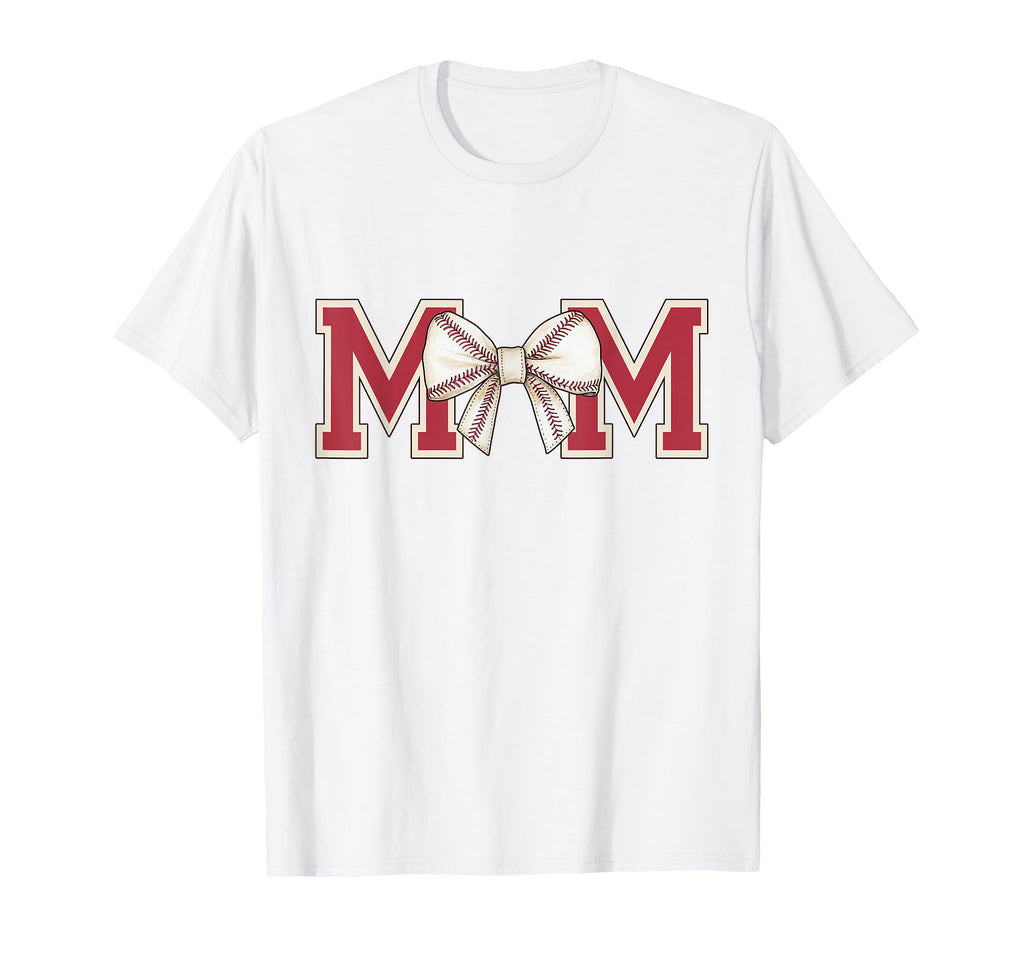 Baseball Softball Mom Matching Coquette Bow T-Shirt - Trendy Graphic Unisex - T-Shirt, Sweatshirt, Hoodie