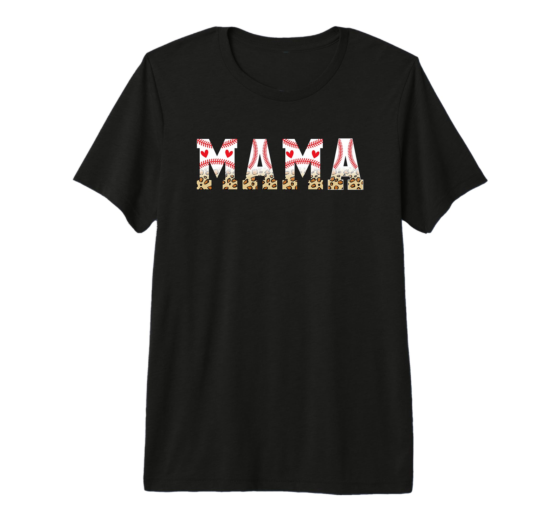 Mama Baseball Leopard Heart Love Tri T-Shirt - Custom Art Print Men Women - T-Shirt, Sweatshirt, Hoodie