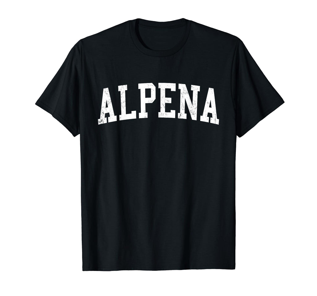 Alpena Mi Distressed White Varsity T-Shirt - Minimalist Print Men Women - T-Shirt, Sweatshirt, Hoodie