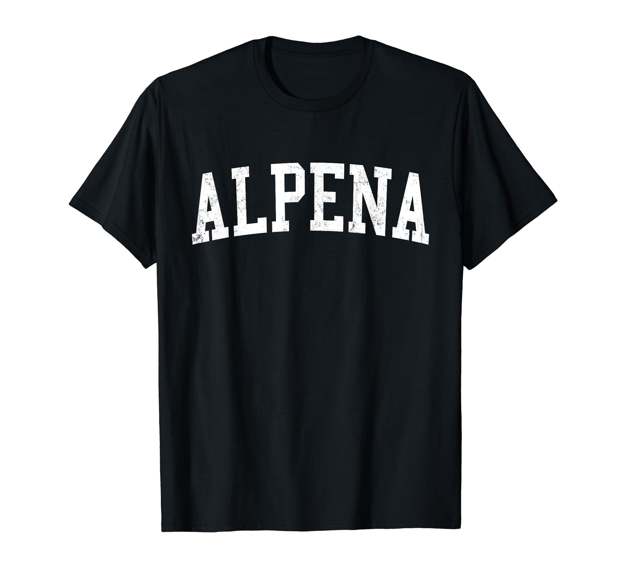 Alpena Mi Distressed White Varsity T-Shirt - Minimalist Print Men Women - T-Shirt, Sweatshirt, Hoodie