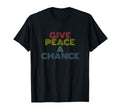 Give Peace Chance Rainbow 70S Distressed T-Shirt - Custom Art Print Unisex - T-Shirt, Sweatshirt, Hoodie