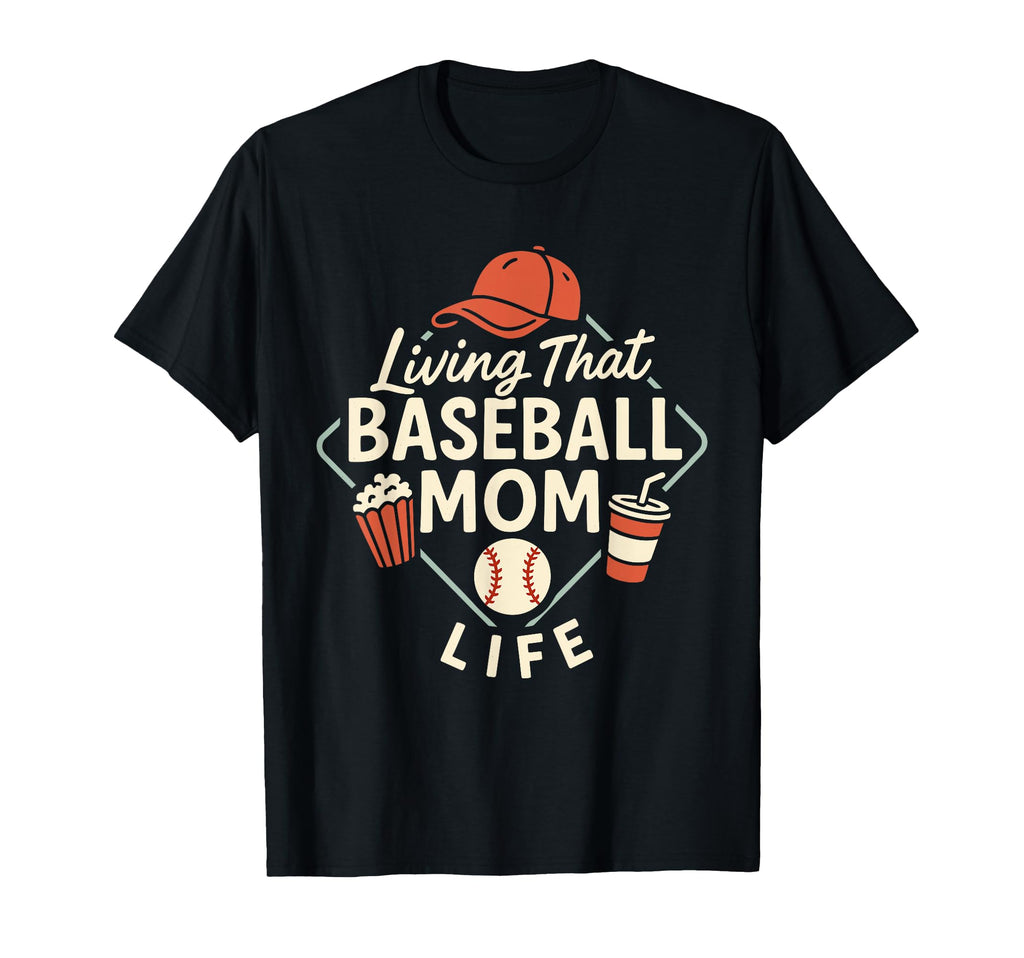 Baseball Mom Dugout Life Game Day T-Shirt - Fun Novelty Design for Adults - T-Shirt, Sweatshirt, Hoodie