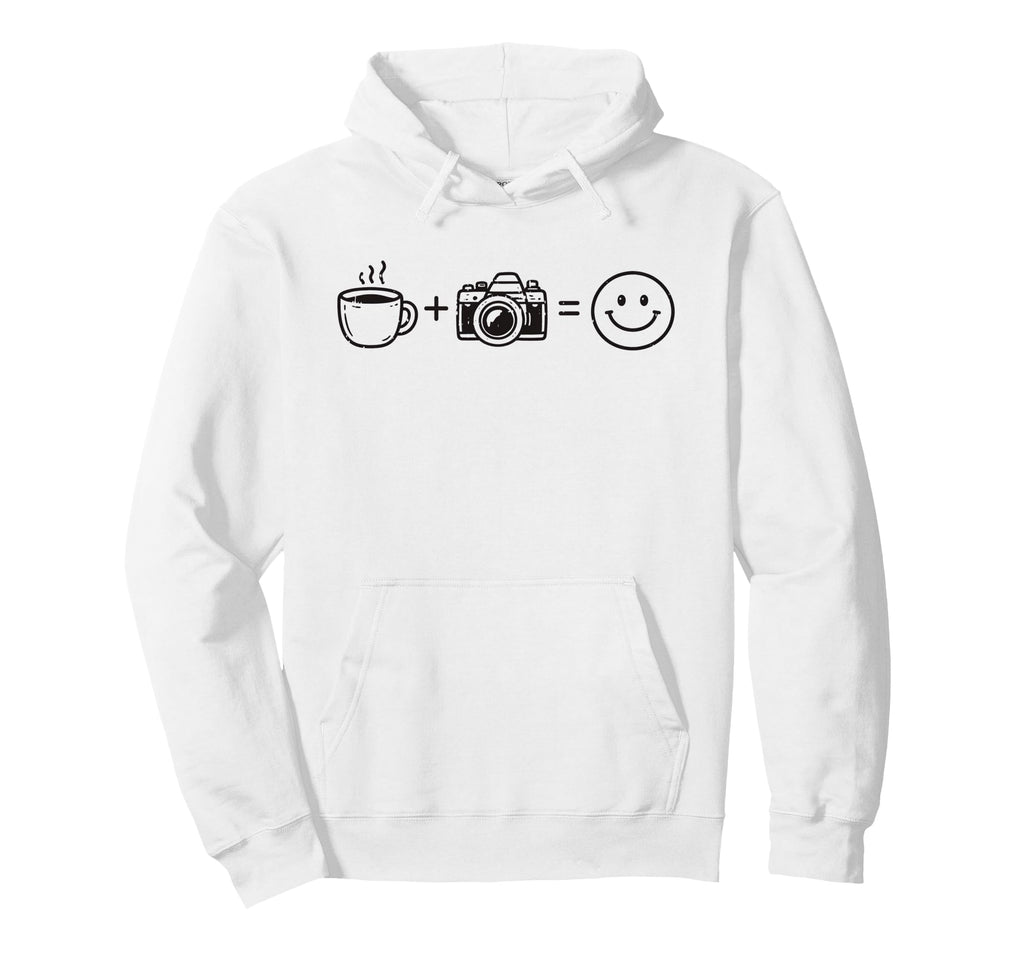 Funny Photographer Coffee Camera Happy Hoodie - Trendy Graphic Men Women - T-Shirt, Sweatshirt, Hoodie
