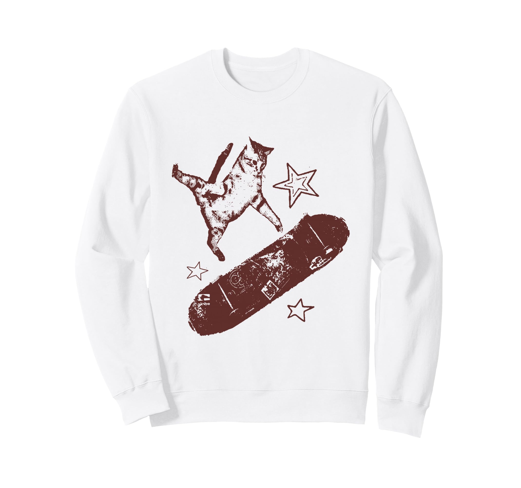 Funny Skateboard Cat Y2K Grunge Sweatshirt - Fun Novelty Design Men Women - T-Shirt, Sweatshirt, Hoodie
