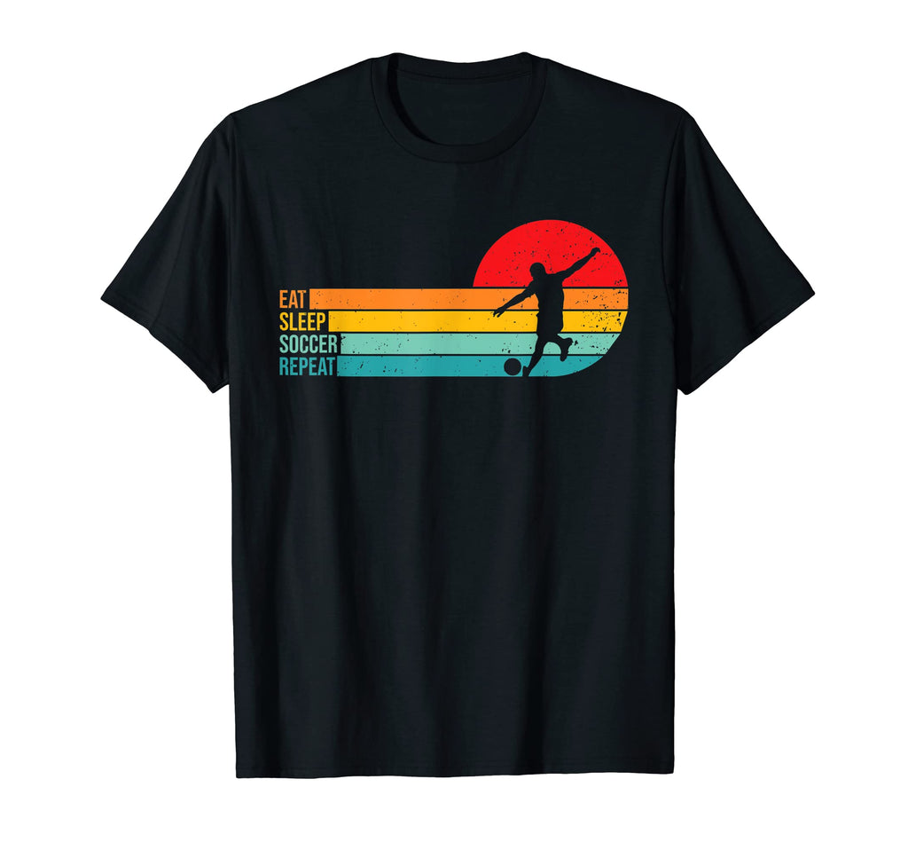 Eat Sleep Soccer Repeat Soccer Ball 70S T-Shirt - Custom Art Print Unisex - T-Shirt, Sweatshirt, Hoodie