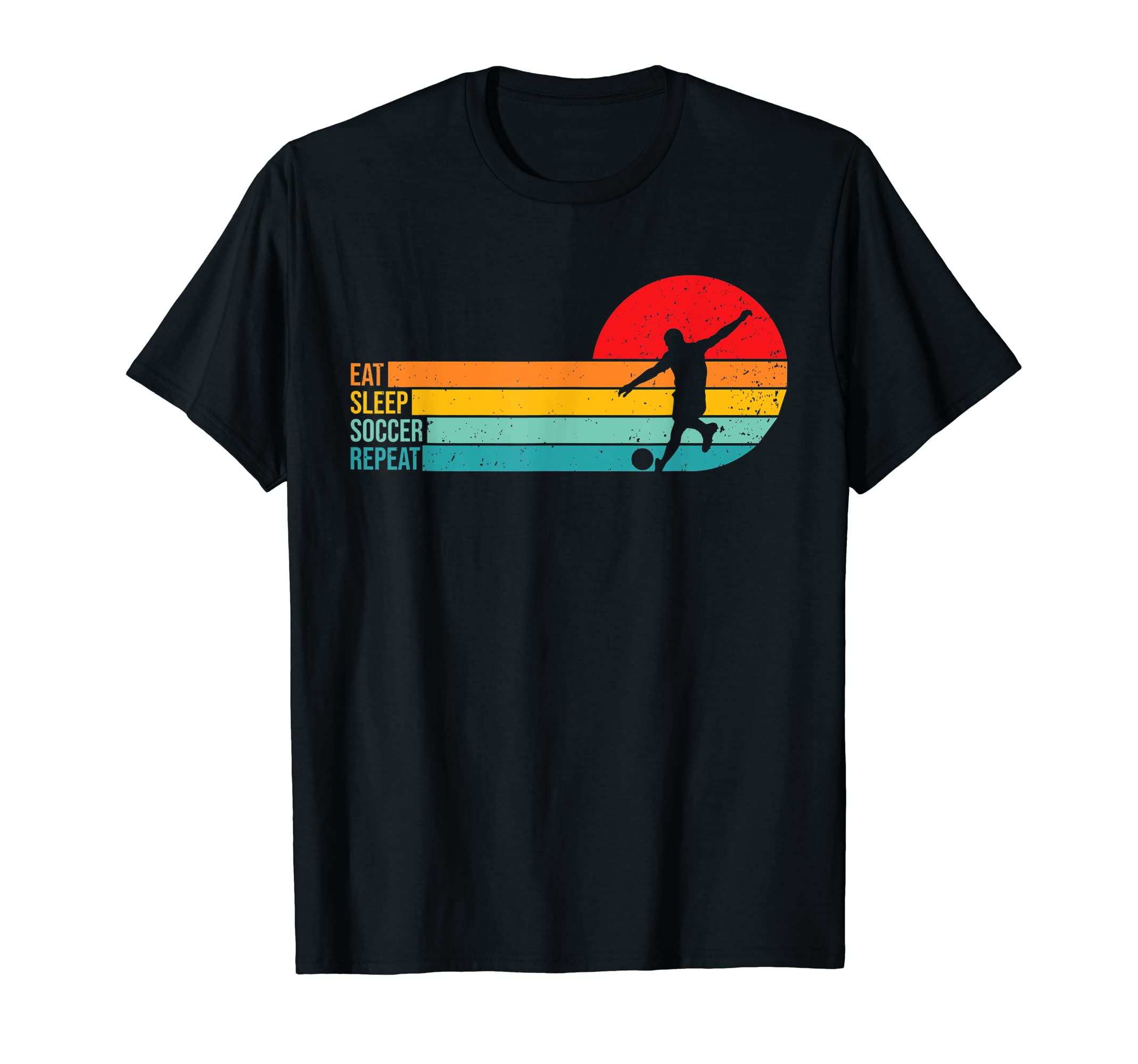 Eat Sleep Soccer Repeat Soccer Ball 70S T-Shirt - Custom Art Print Unisex - T-Shirt, Sweatshirt, Hoodie
