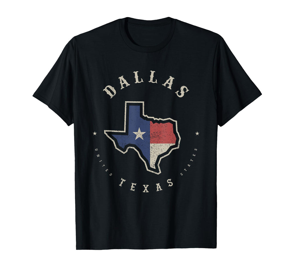 Dallas Texas State Flag Map Souvenir T-Shirt - Graphic Print for Adults - T-Shirt, Sweatshirt, Hoodie