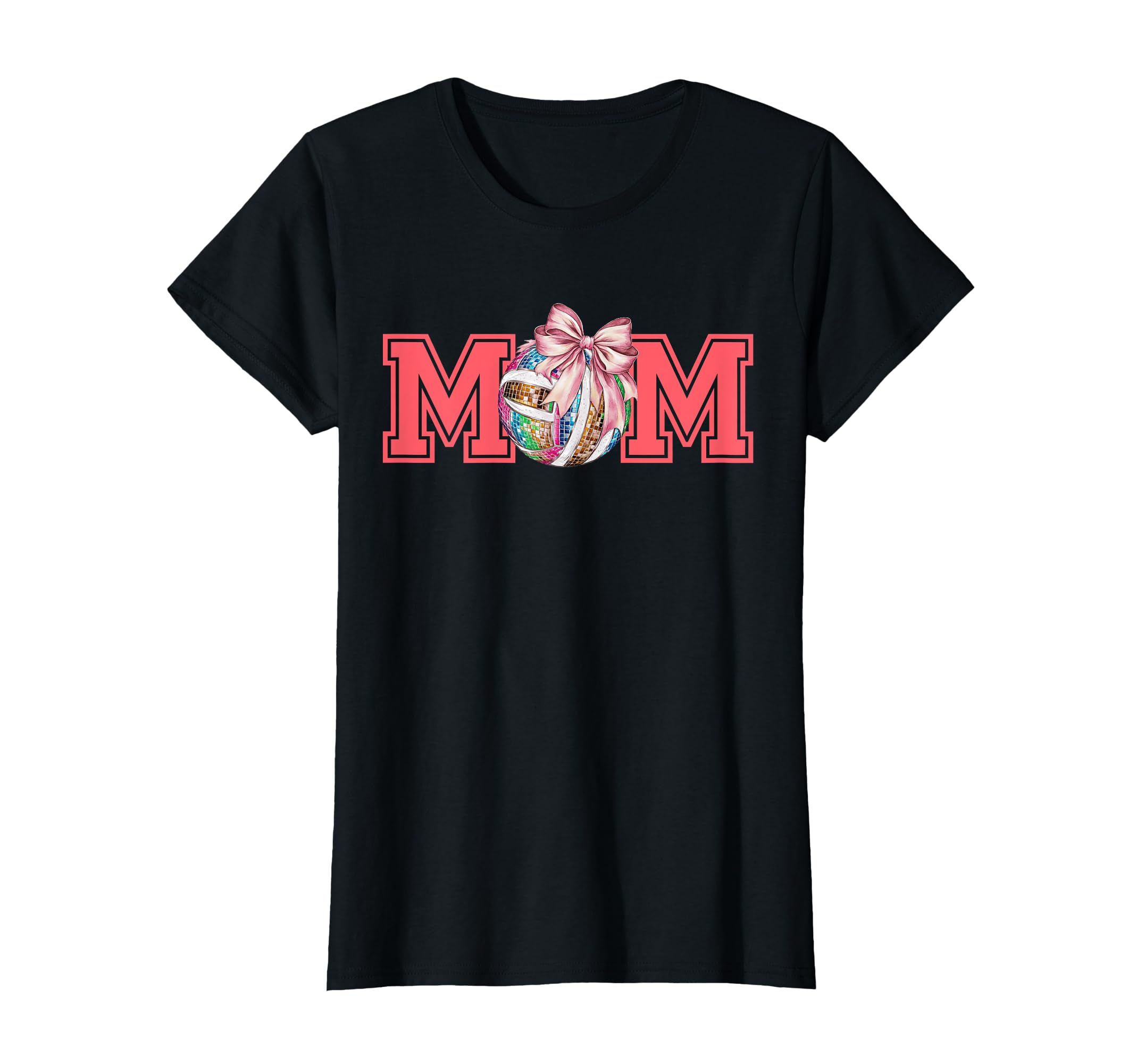 Womens Disco Volleyball Coquette Bow Mom T-Shirt - Custom Art Print Unisex - T-Shirt, Sweatshirt, Hoodie