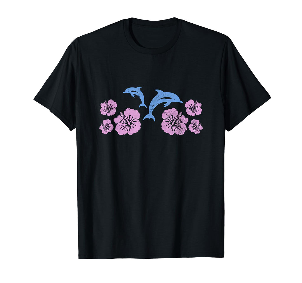 Dolphin Hibiscus Y2K Aesthetic T-Shirt - Streetwear Style for Adults - T-Shirt, Sweatshirt, Hoodie