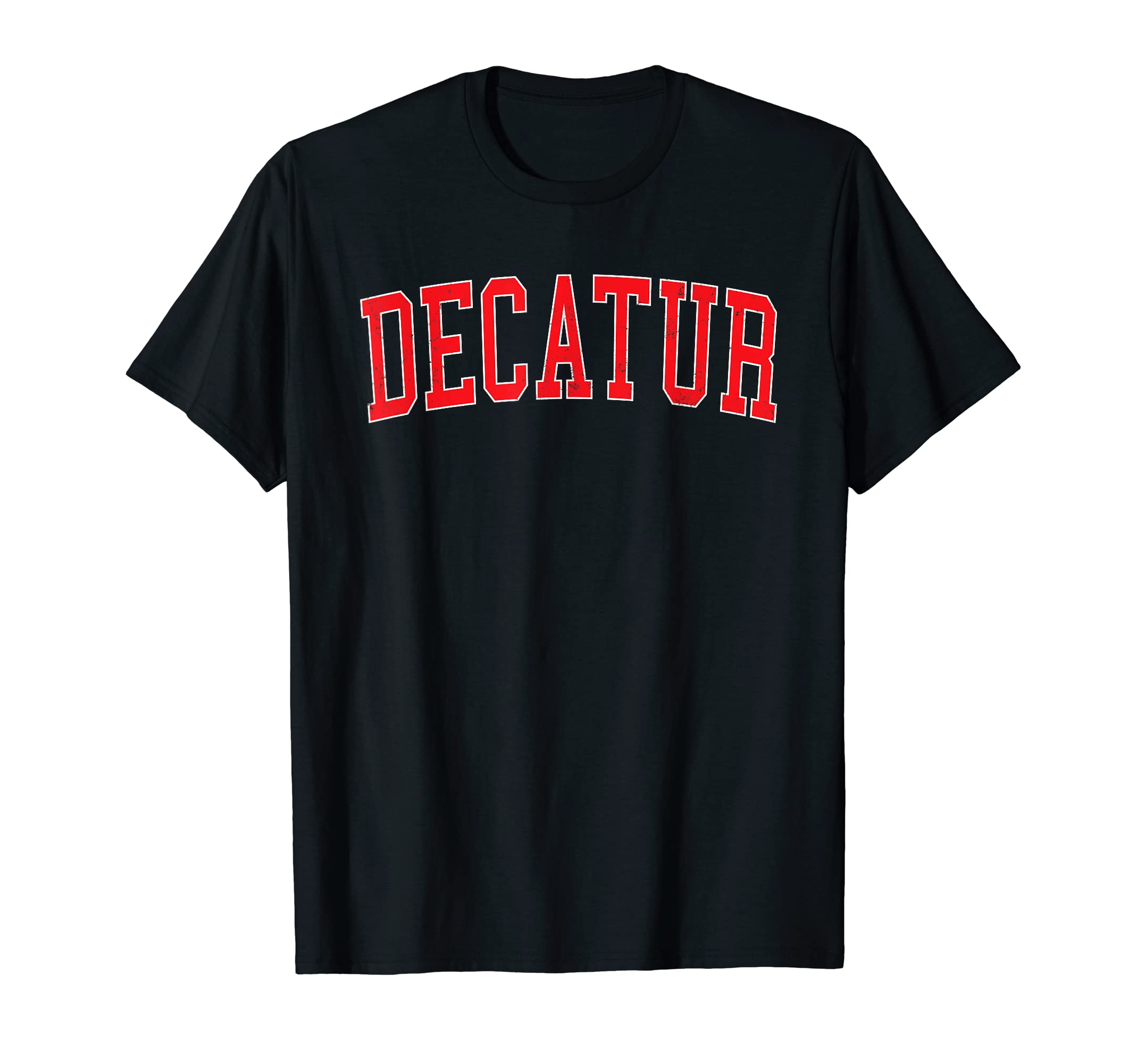 Decatur Il Varsity Red Text T-Shirt - Minimalist Print Men Women - T-Shirt, Sweatshirt, Hoodie