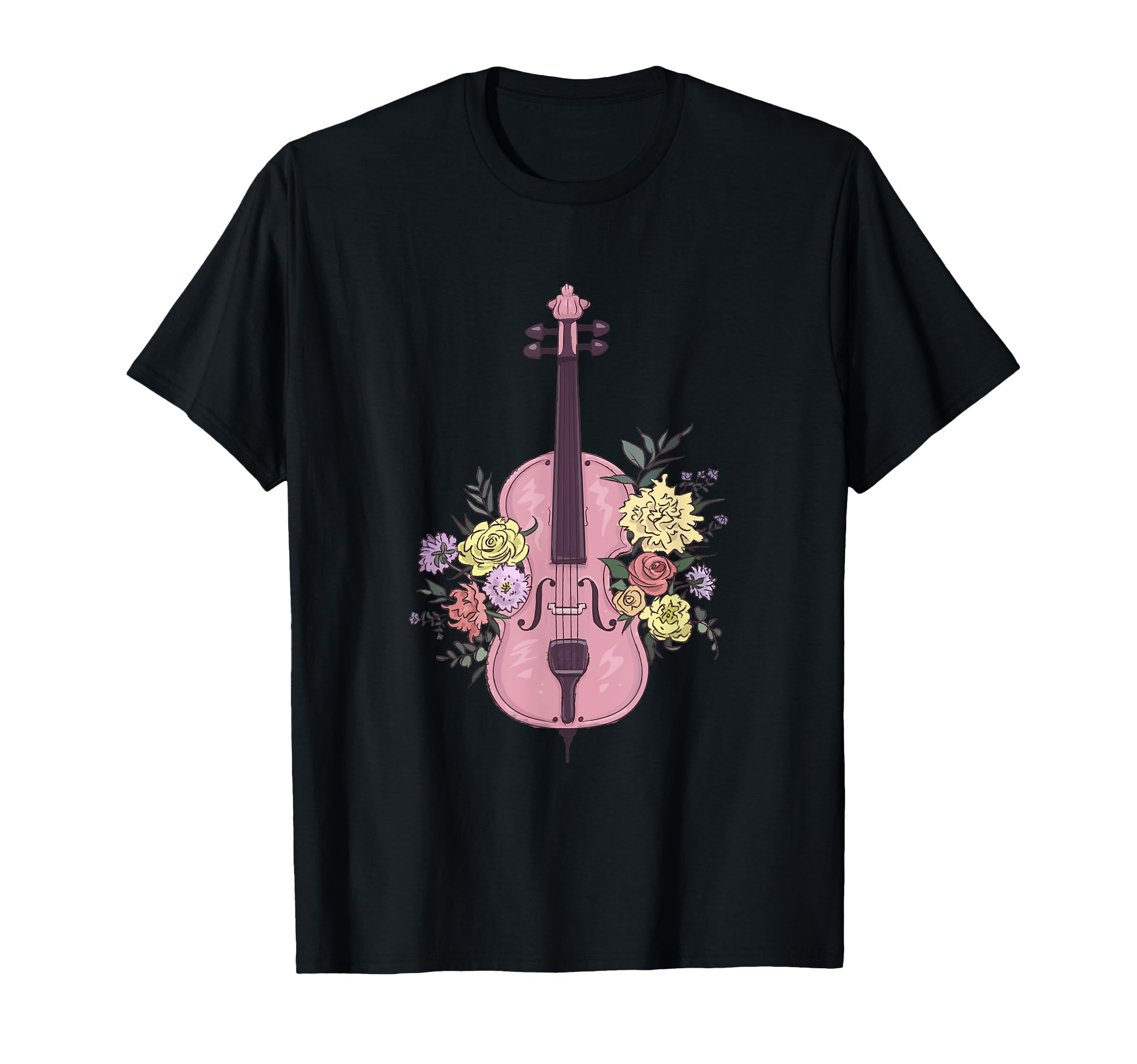 Fiddle Flowers Accessory Floral Violin T-Shirt - Minimalist Print Unisex - T-Shirt, Sweatshirt, Hoodie