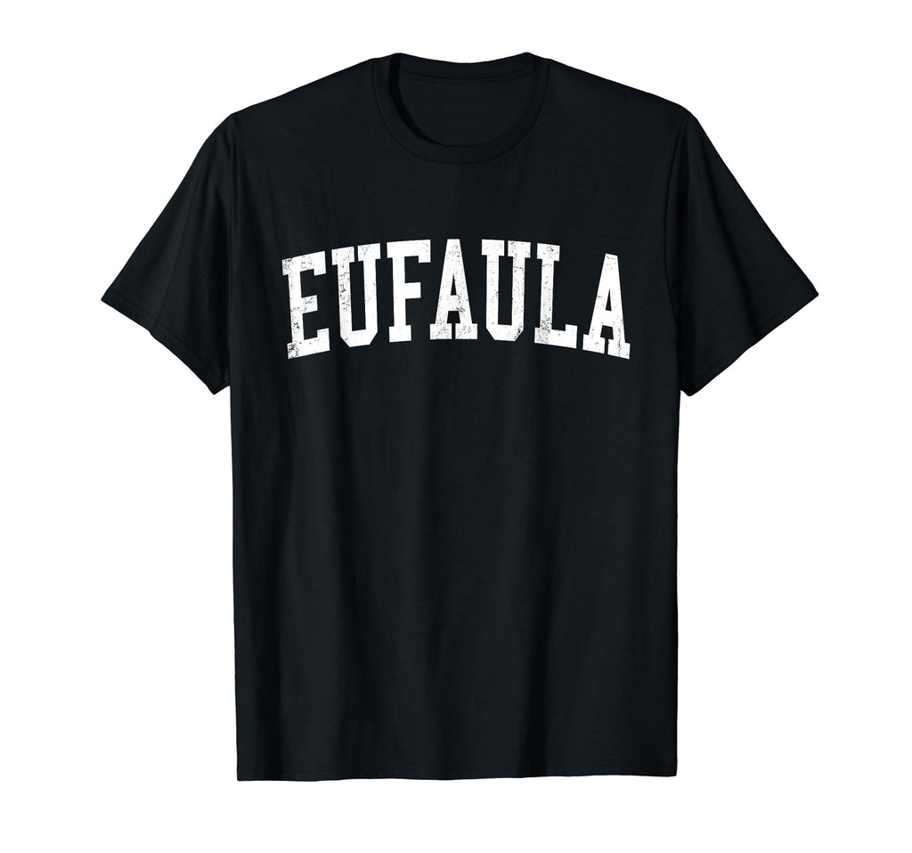 Eufaula Al Distressed White Varsity T-Shirt - Minimalist Print for Adults - T-Shirt, Sweatshirt, Hoodie