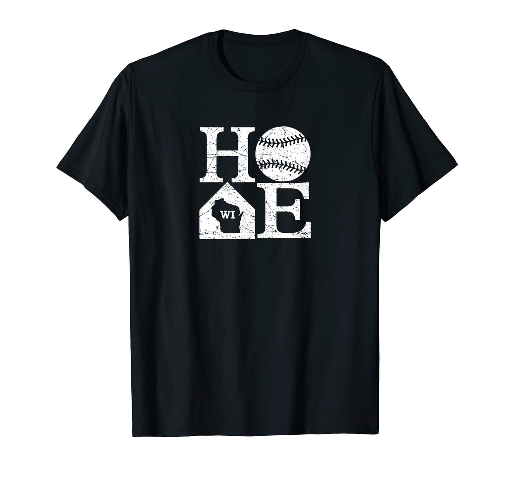 Baseball Home Wisconsin State Outline T-Shirt - Streetwear Style Unisex - T-Shirt, Sweatshirt, Hoodie