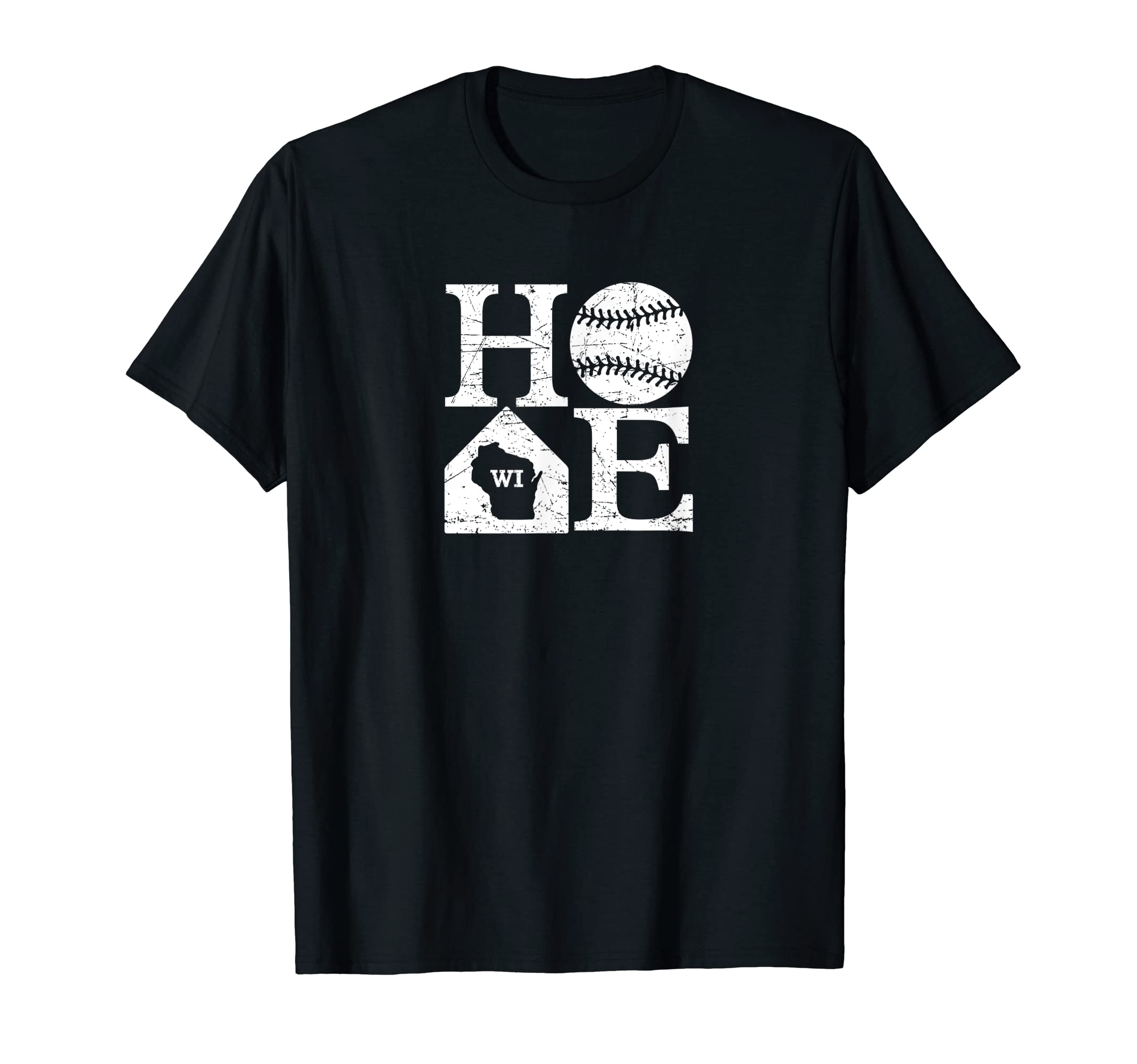 Baseball Home Wisconsin State Outline T-Shirt - Streetwear Style Unisex - T-Shirt, Sweatshirt, Hoodie