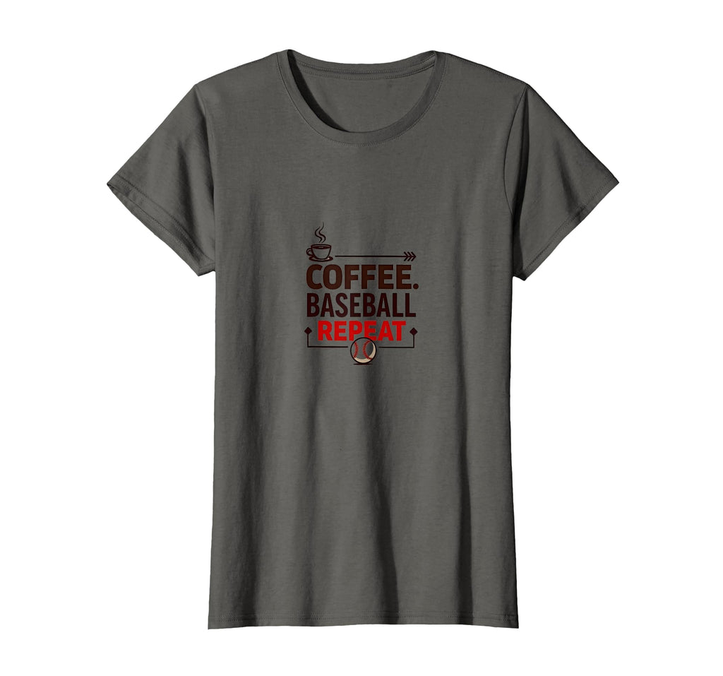 Baseball Mom Coffee Repeat Funny T-Shirt - Minimalist Print for Adults - T-Shirt, Sweatshirt, Hoodie