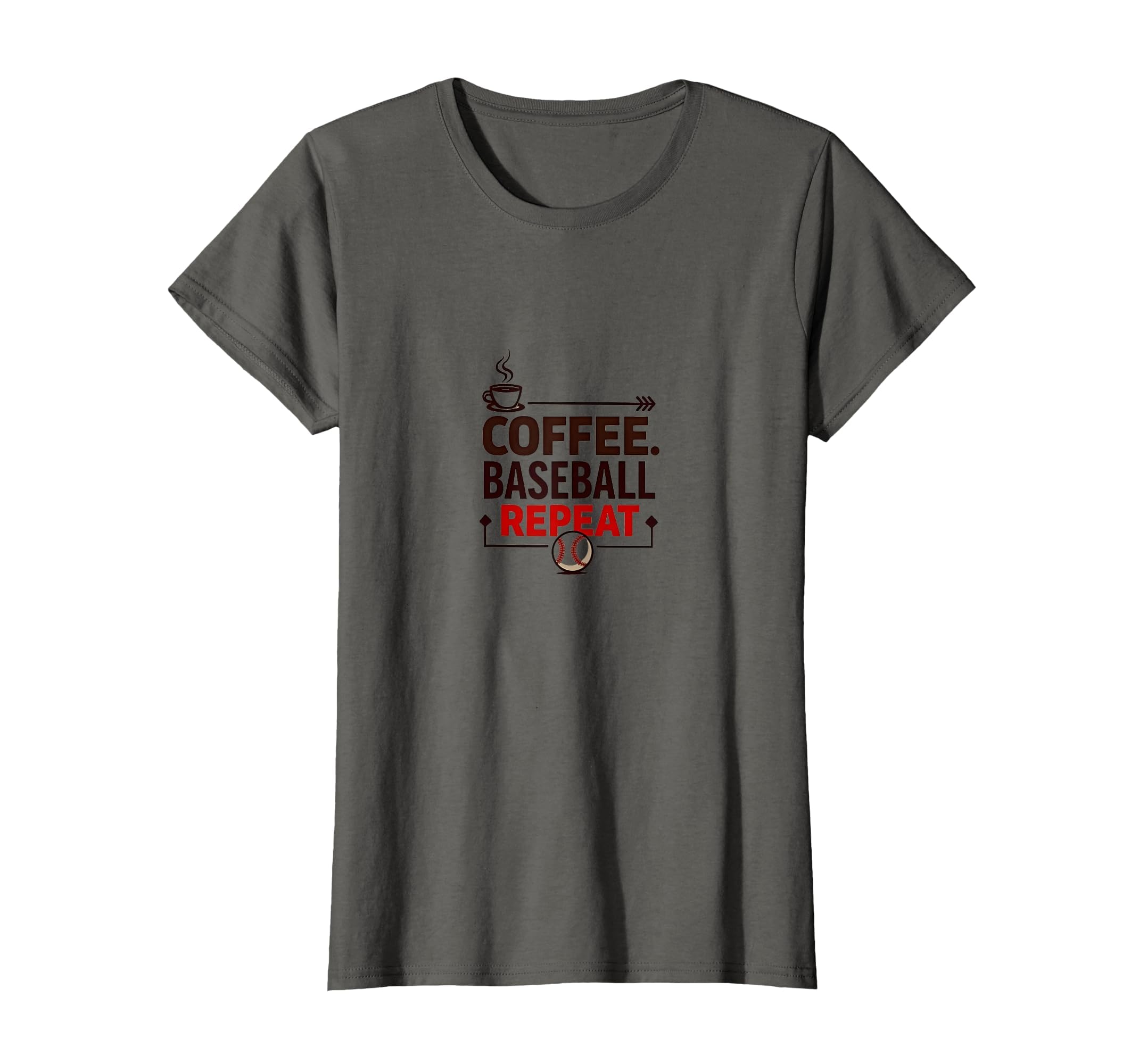 Baseball Mom Coffee Repeat Funny T-Shirt - Minimalist Print for Adults - T-Shirt, Sweatshirt, Hoodie
