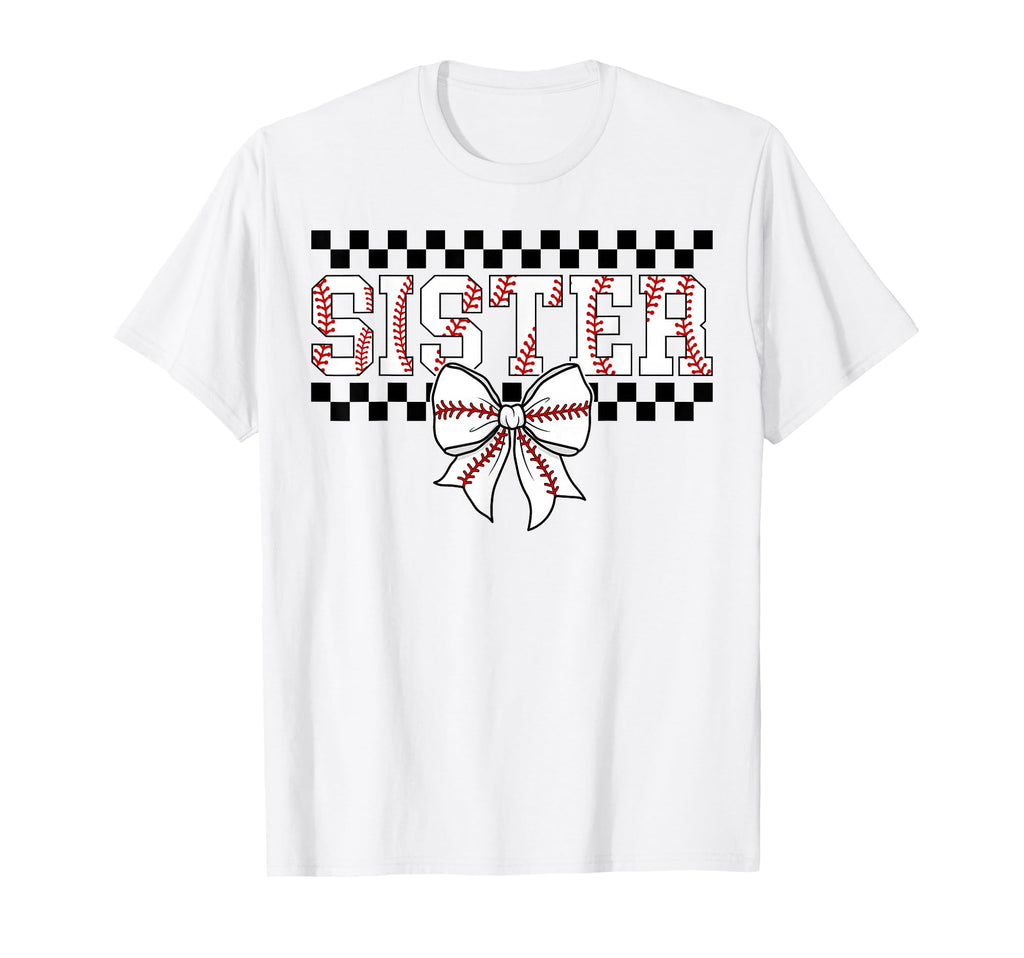 Baseball Sister Coquette Bow Game T-Shirt - Custom Art Print for Adults - T-Shirt, Sweatshirt, Hoodie