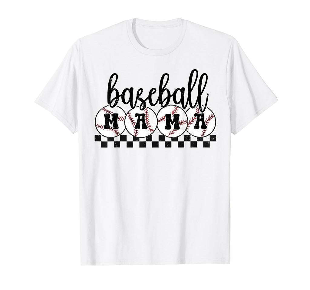 Checkered Baseball Mama Baseball T-Shirt - Aesthetic Graphic for Adults - T-Shirt, Sweatshirt, Hoodie