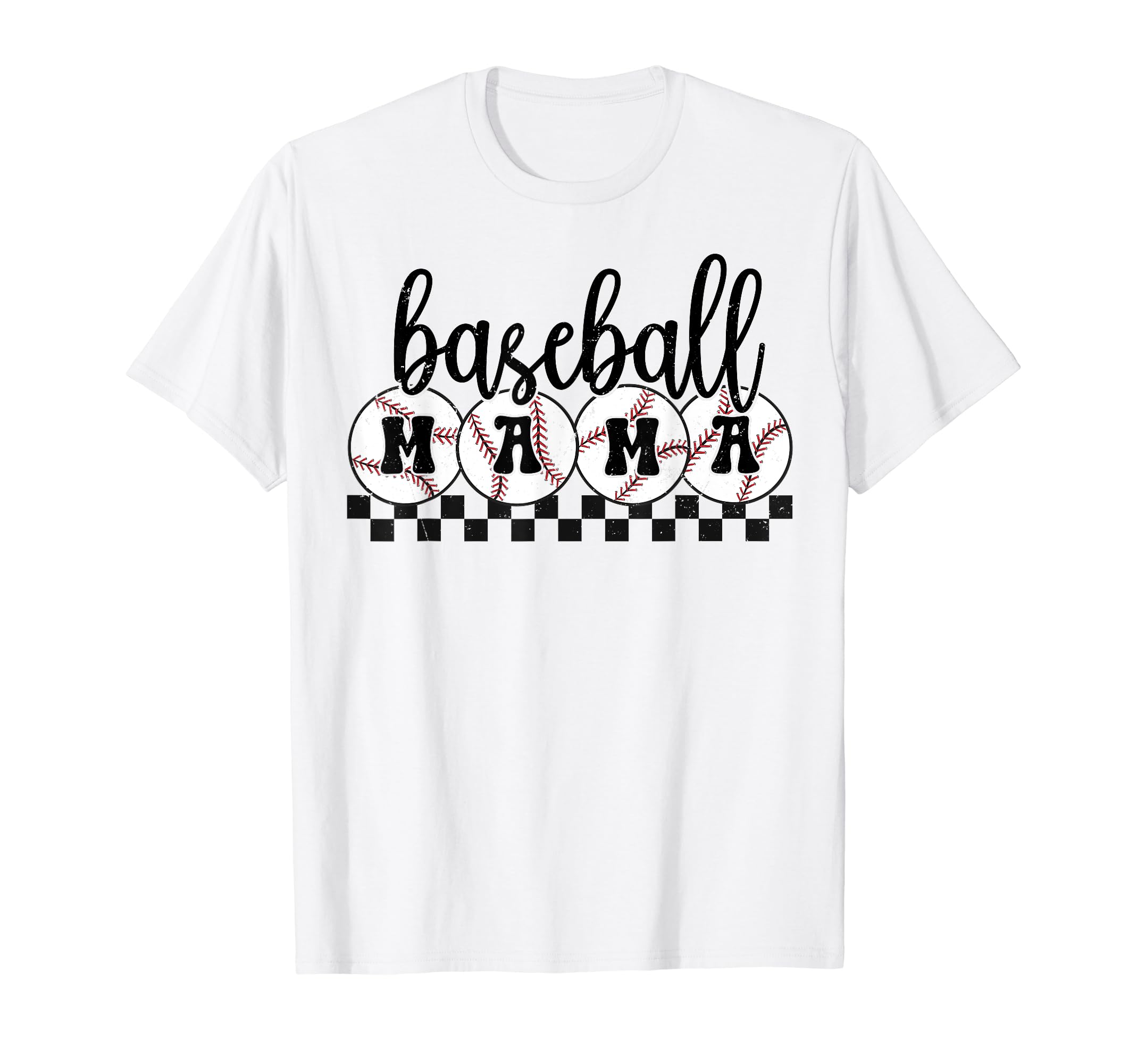 Checkered Baseball Mama Baseball T-Shirt - Aesthetic Graphic for Adults - T-Shirt, Sweatshirt, Hoodie
