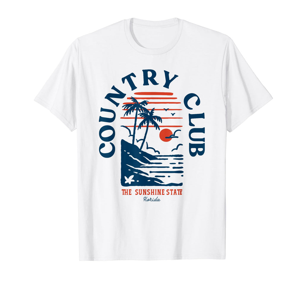 Country Club Florida Beach Surf Blue T-Shirt - Aesthetic Graphic Men Women - T-Shirt, Sweatshirt, Hoodie