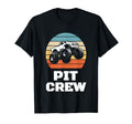 Pit Crew Monster Trucks Happy Sunset T-Shirt - Trendy Graphic for Adults - T-Shirt, Sweatshirt, Hoodie