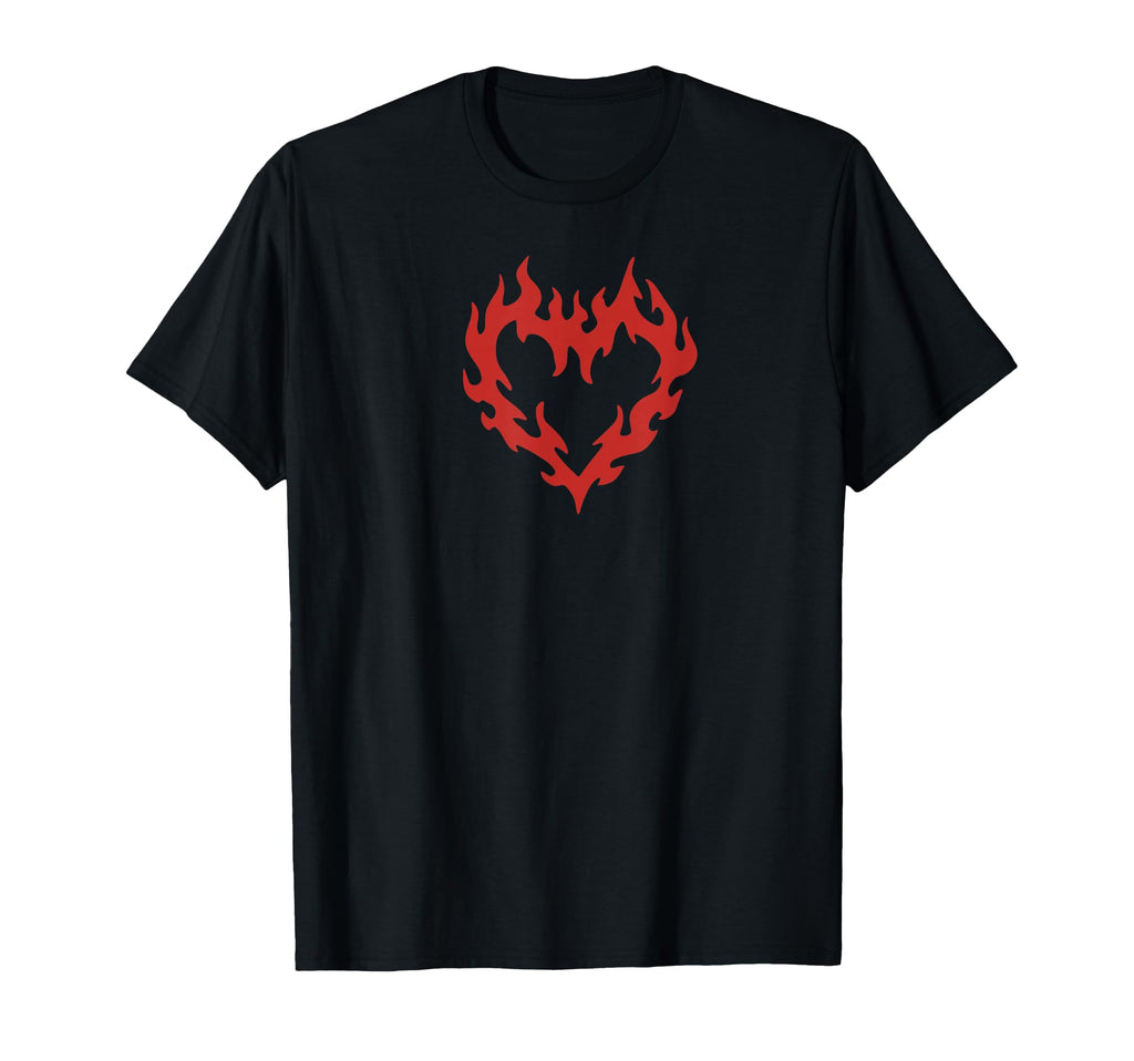 Goth Heart Flames Grunge Fire Alt T-Shirt - Aesthetic Graphic for Adults - T-Shirt, Sweatshirt, Hoodie