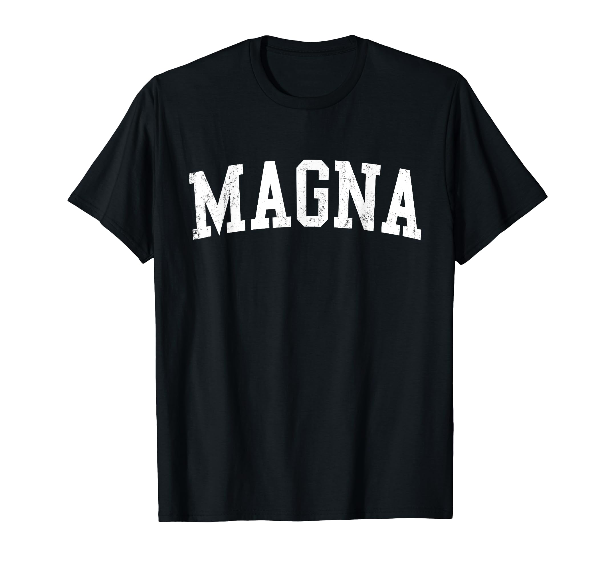 Magna Ut Distressed White Varsity T-Shirt - Novelty Apparel Men Women - T-Shirt, Sweatshirt, Hoodie