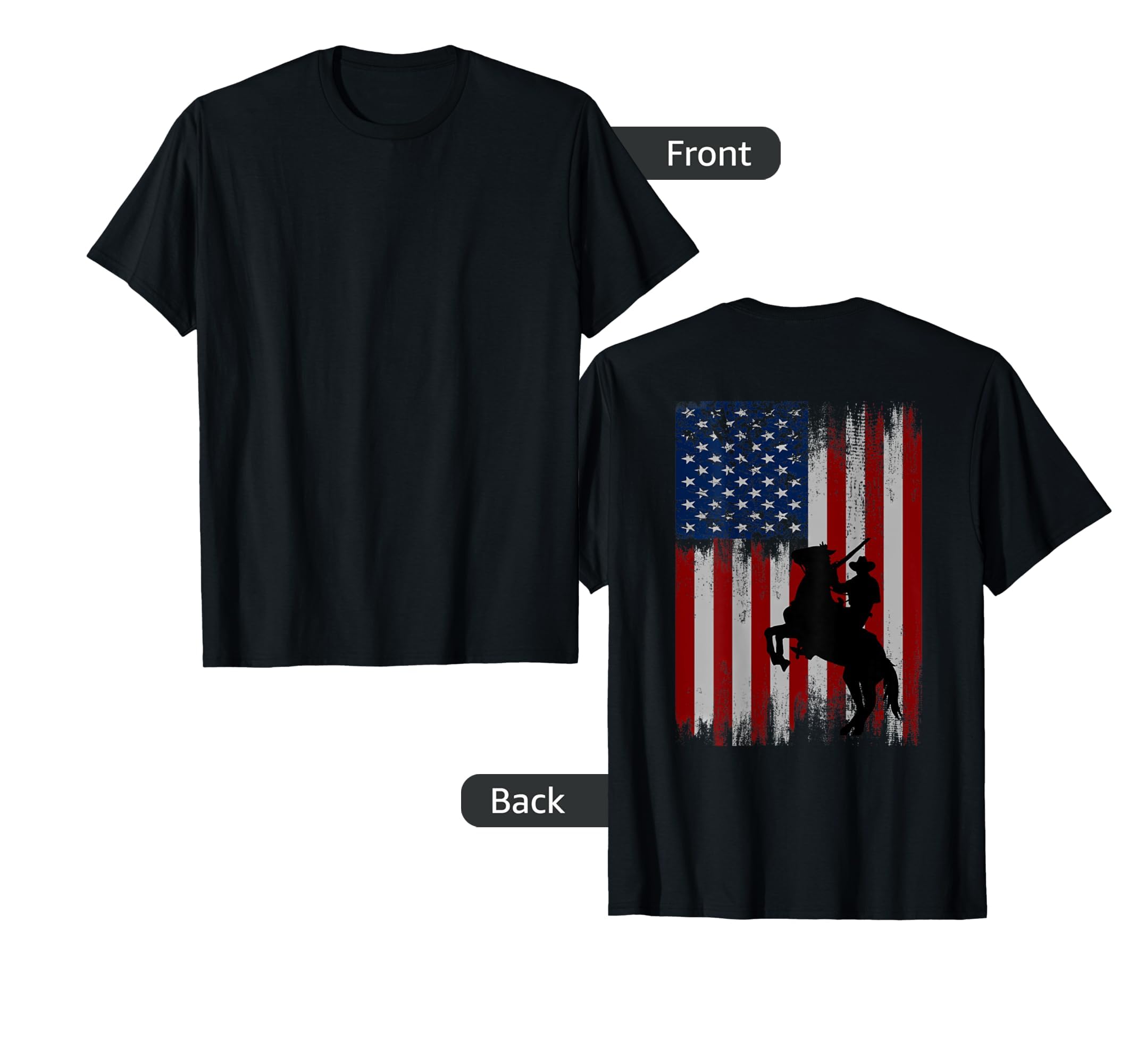 Back Usa American Flag Cowboy Rodeo T-Shirt - Streetwear Style Men Women - T-Shirt, Sweatshirt, Hoodie