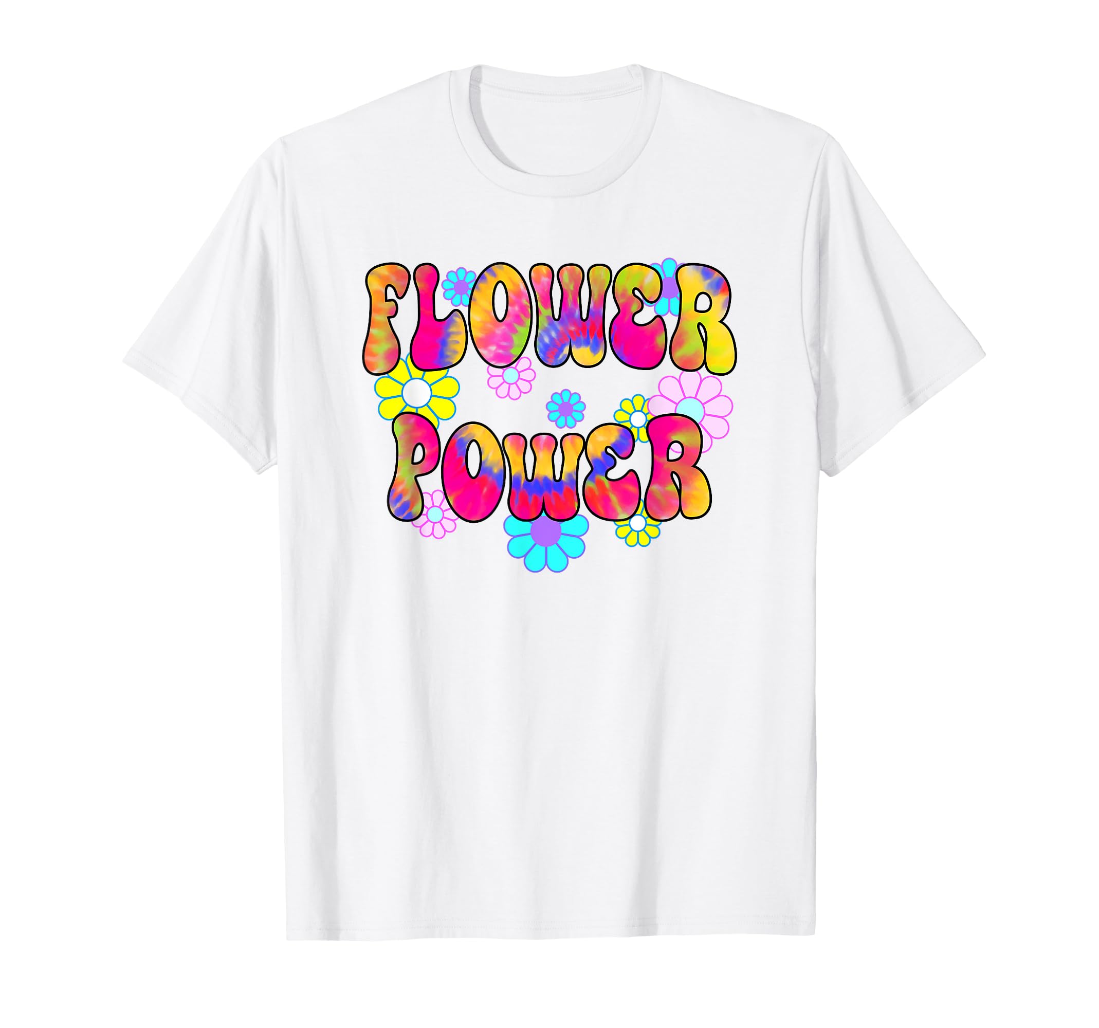 Flower Power 60S 70S Tie Dye T-Shirt - Custom Art Print for Adults - T-Shirt, Sweatshirt, Hoodie