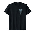 Distressed Silver Caduceus Symbol T-Shirt - Trendy Graphic Men Women - T-Shirt, Sweatshirt, Hoodie