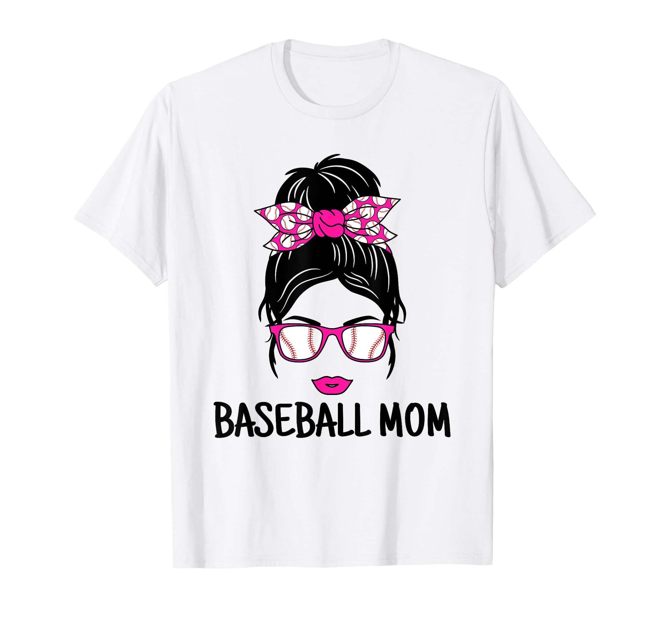 Baseball Mom Messy Bun Baseball Player T-Shirt - Trendy Graphic Unisex - T-Shirt, Sweatshirt, Hoodie